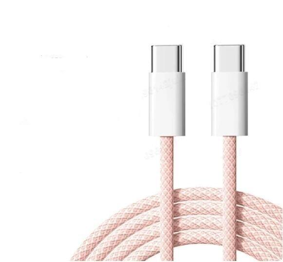 NÖRDIC 1m USB 2.0 USB-C-C-kaapeli iPhone 15/15 Pro/15 Plus/15 Pro Max 3A 480Mbps 60W pinkki