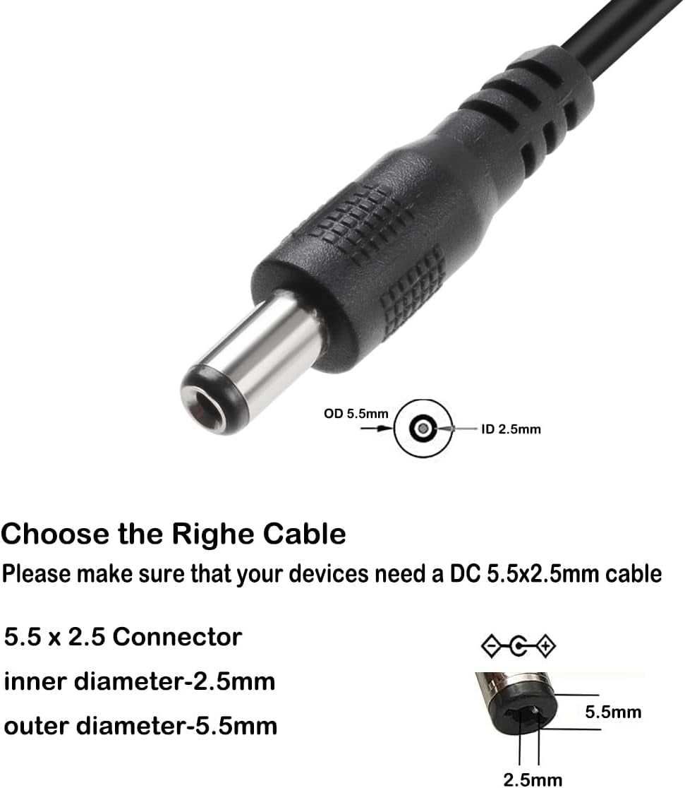 NÖRDIC 1 m USB-A kaapeli DC 5.5×2.5 mm 2A