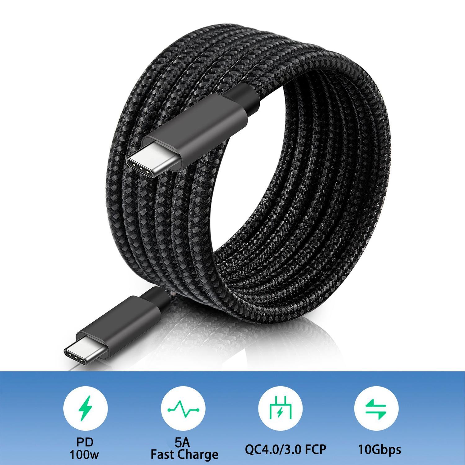 NÖRDIC 1m USB C 3.1 USB C Nylon Braided Kaapeli Pika lataus 5A Gen2 10Gbps Power Delivery PD 100W Emarkerin kanssa