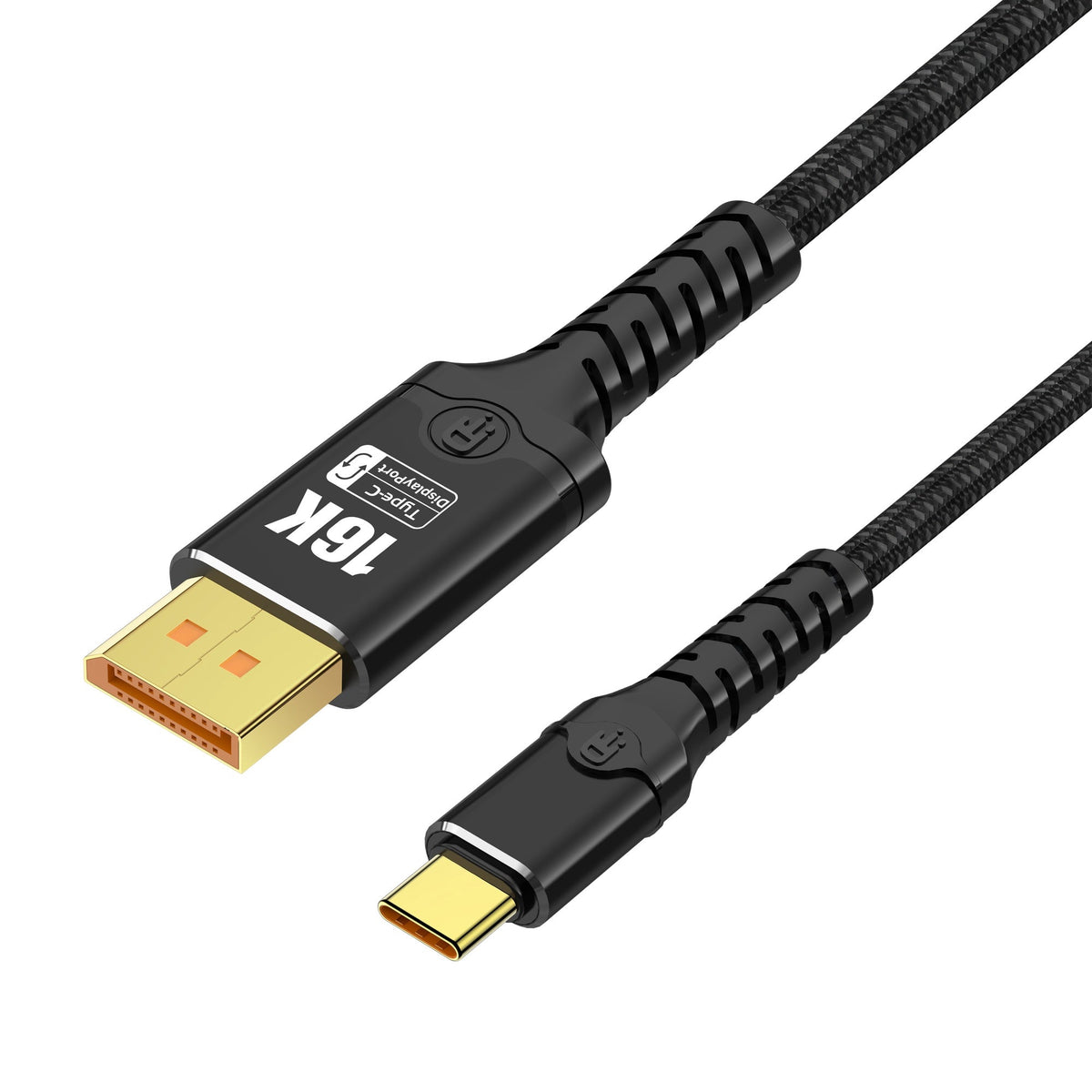NÖRDIC 1m kaksisuuntainen USB-C – DisplayPort 2.1 kaapeli 16K60Hz 8K240Hz/120Hz 4K240/165/144/60 HDR HDCP2.3