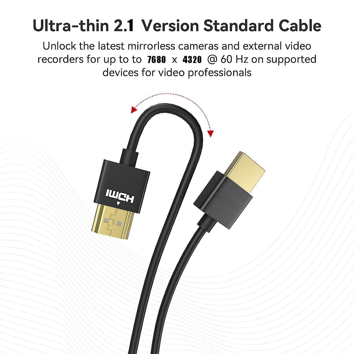 NÖRDIC 1m ohut Ultra High Speed HDMI2.1 8K 60Hz 4K 120Hz 48Gbps Dynamic HDR eARC Pelitila VRR Dolby ATMOS