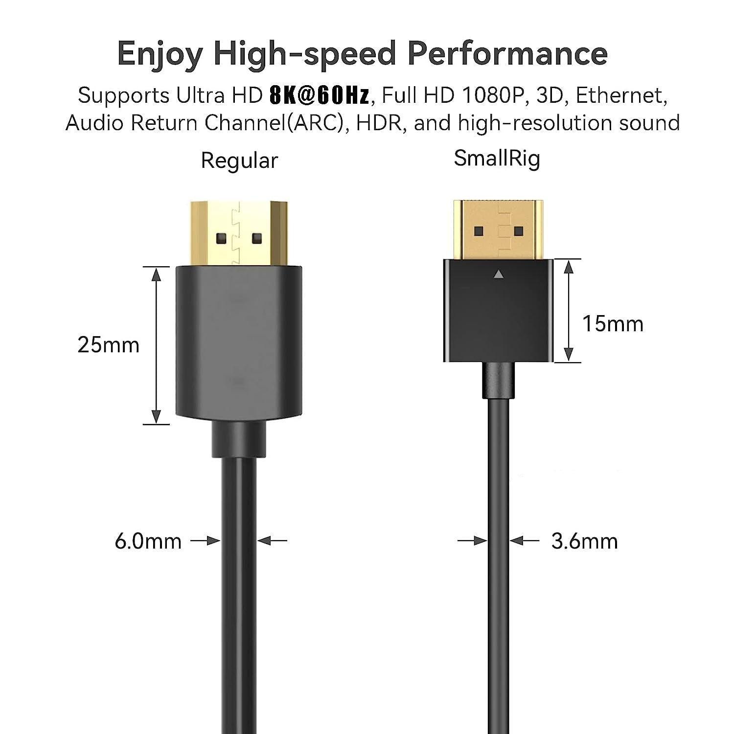 NÖRDIC 1m ohut Ultra High Speed HDMI2.1 8K 60Hz 4K 120Hz 48Gbps Dynamic HDR eARC Pelitila VRR Dolby ATMOS