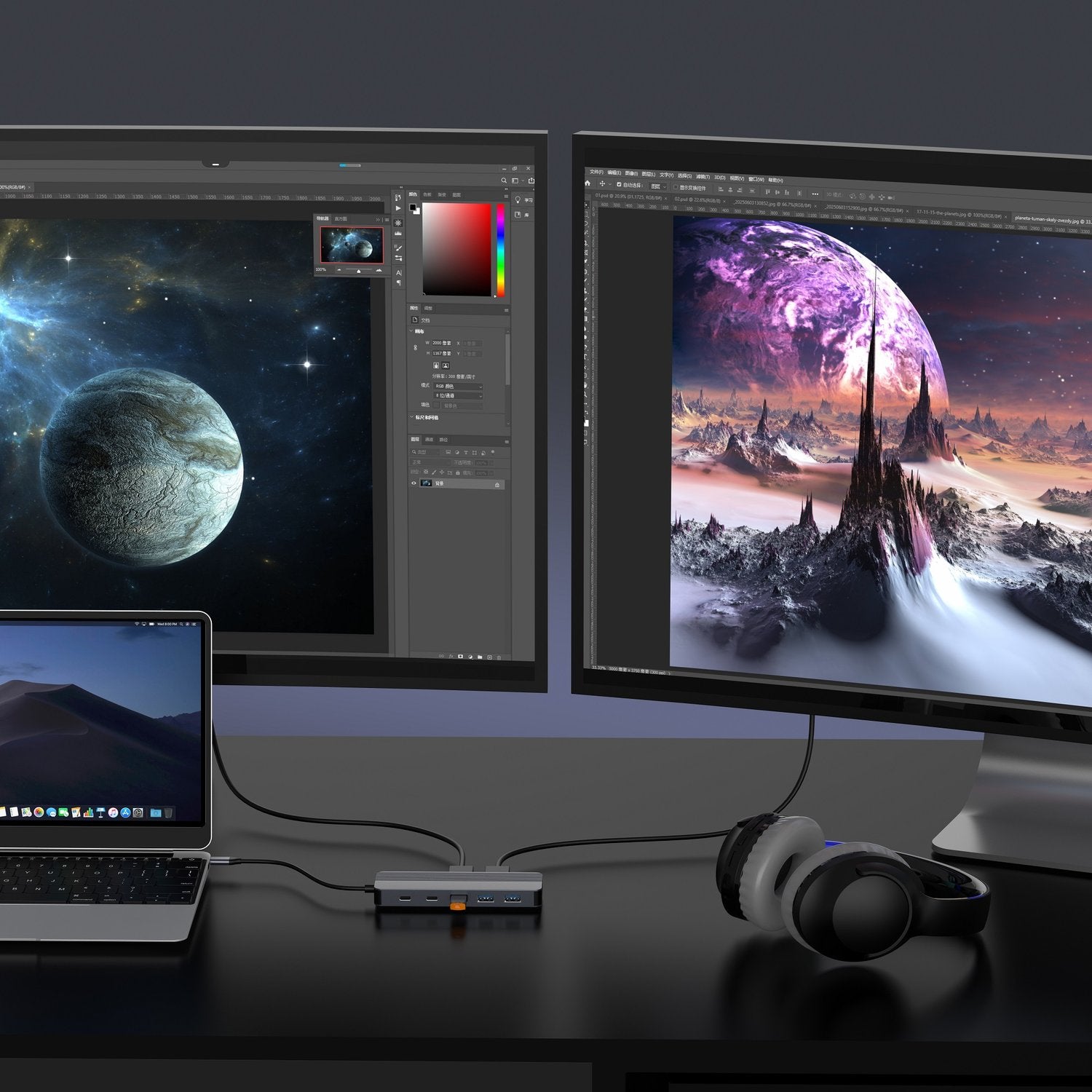 NÖRDIC 1 to 12 USB-C Docking station Dual Display 1xHDMI 4K60Hz 1xDP 4K60Hz