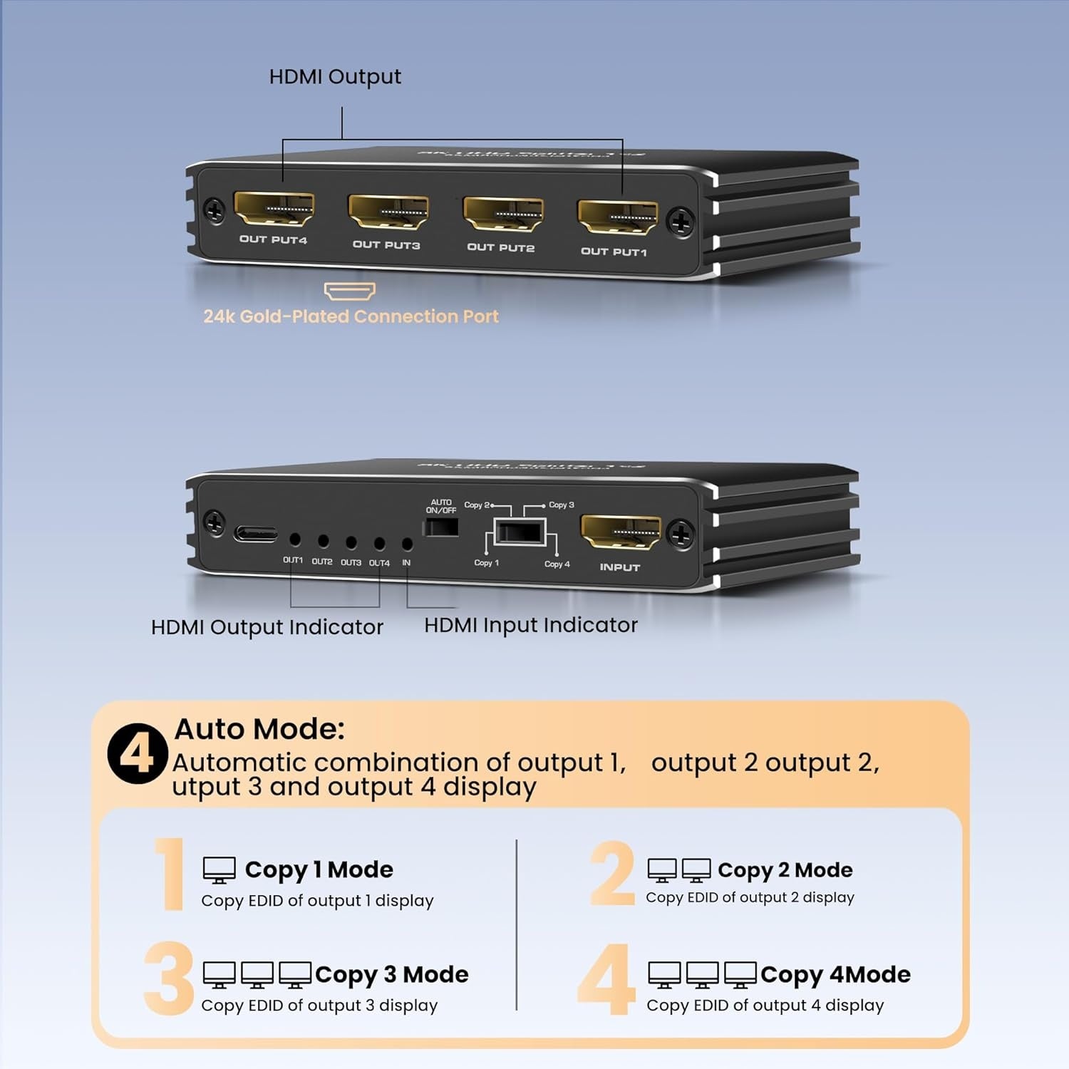 NÖRDIC 1 to 4 Splitter HDMI2.1 8K60Hz 4K120Hz