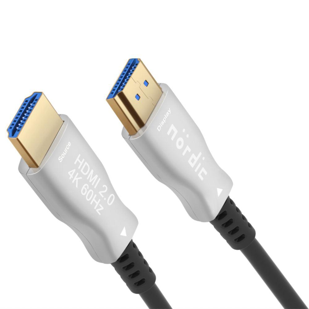 NÖRDIC 20 m aktiivinen AOC kuituoptinen HDMI 2.0, 4K 60 Hz, 18 Gb/s, EDID CEC HDR ARC Dolby DTS-HD