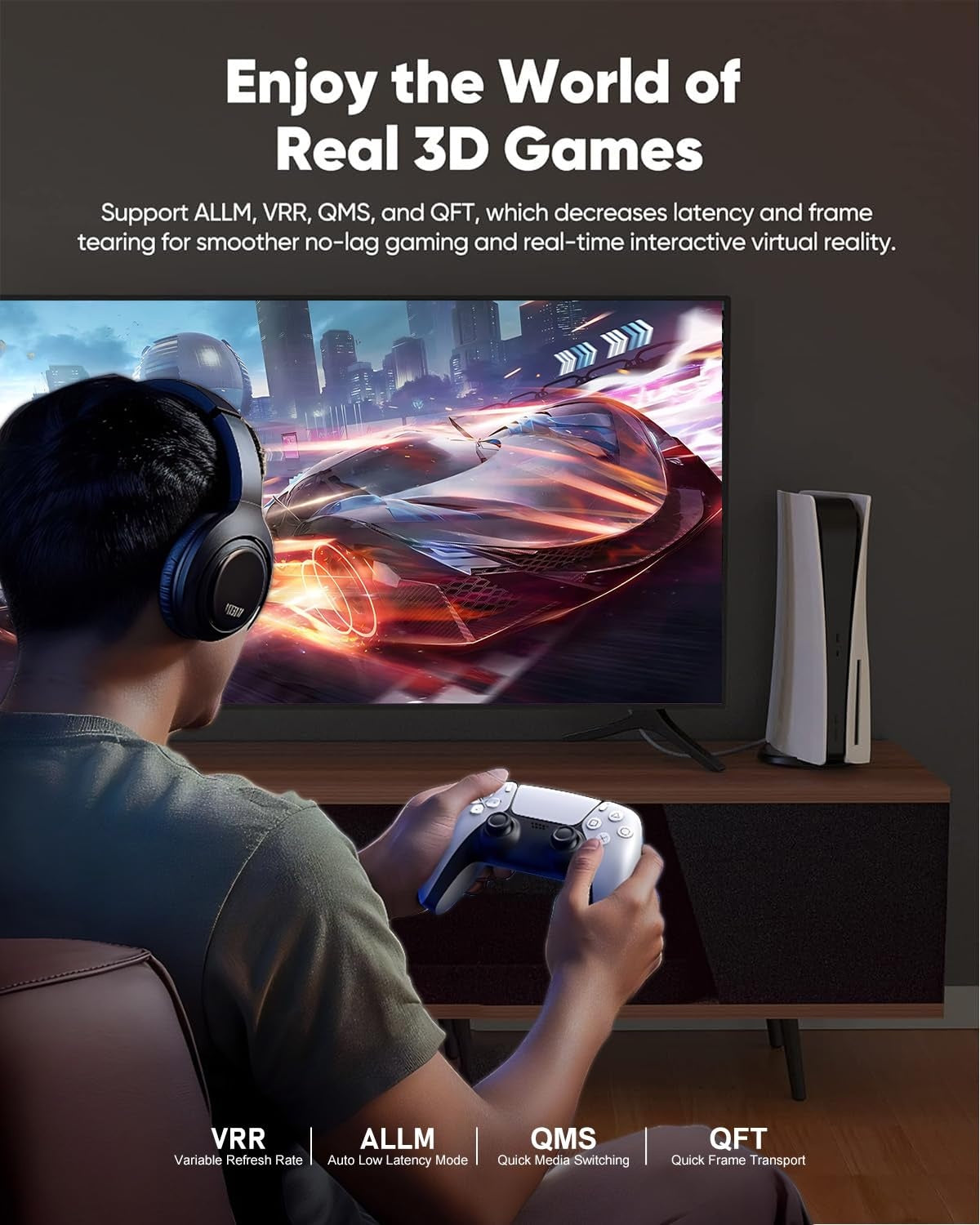 NÖRDIC 2m HDMI 2.2 kaapeli 96 Gbps, tukee 16K 60Hz, 8K 240Hz, 4K 480Hz, HDCP 2.2 & 2.3, DTS:X, Dynamic HDR10+ ja eARC