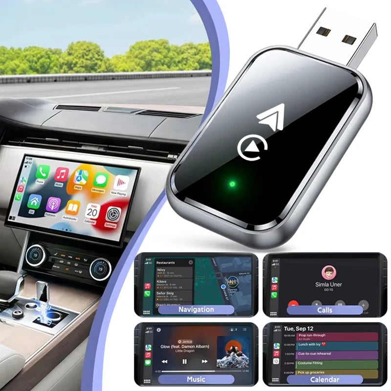NÖRDIC 2-in-1 langaton Android CarPlay -sovitin, USB-C-adapterilla, Plug & Play, WiFi 5,8 GHz, tukee iOS 10+ ja Android 11+