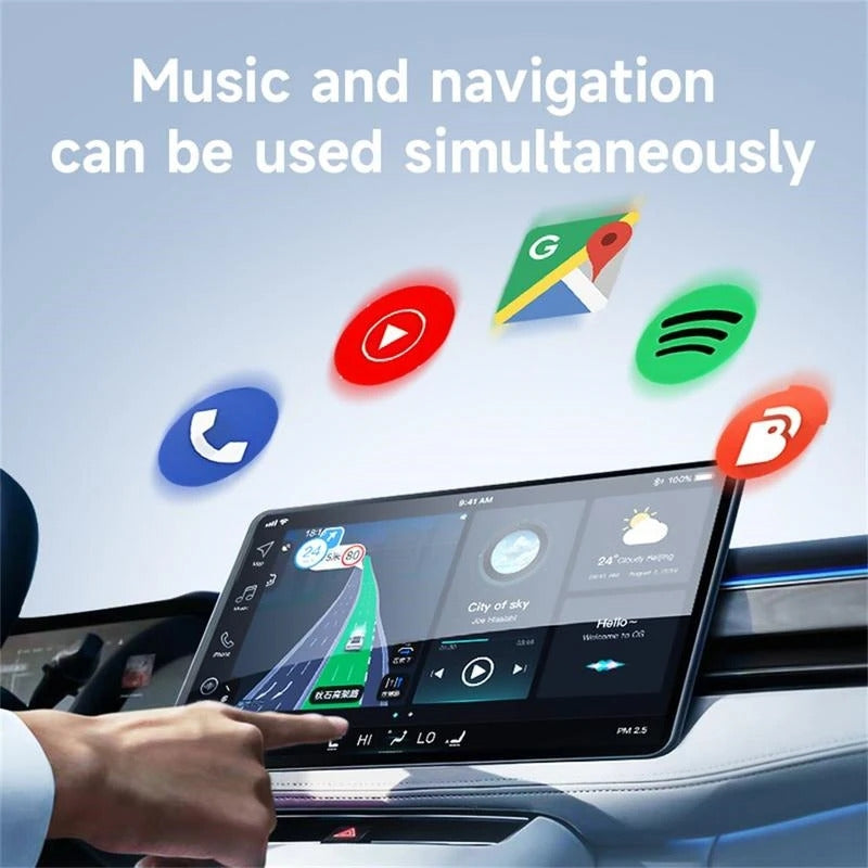 NÖRDIC 2-in-1 langaton Android CarPlay -sovitin, USB-C-adapterilla, Plug & Play, WiFi 5,8 GHz, tukee iOS 10+ ja Android 11+
