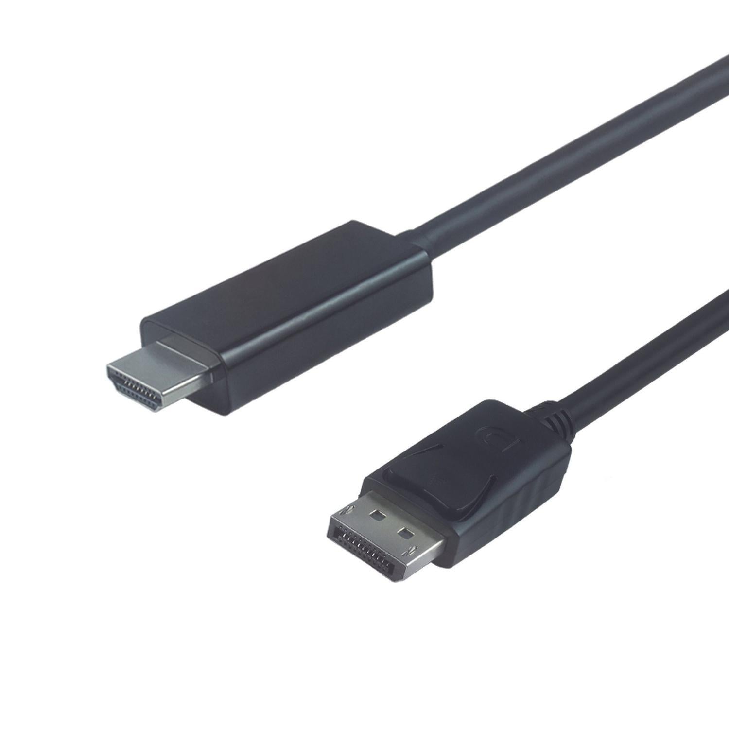 NÖRDIC 2m Displayport 1.2 - HDMI-kaapeli UHD 4K in 30Hz 10.8Gbps HDTV kaksoissuojattu