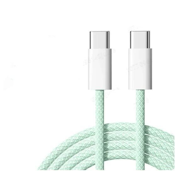 NÖRDIC 2m USB 2.0 USB-C-C-kaapeli iPhone 15/15 Pro/15 Plus/15 Pro Max 3A 480Mbps 60W vihreän