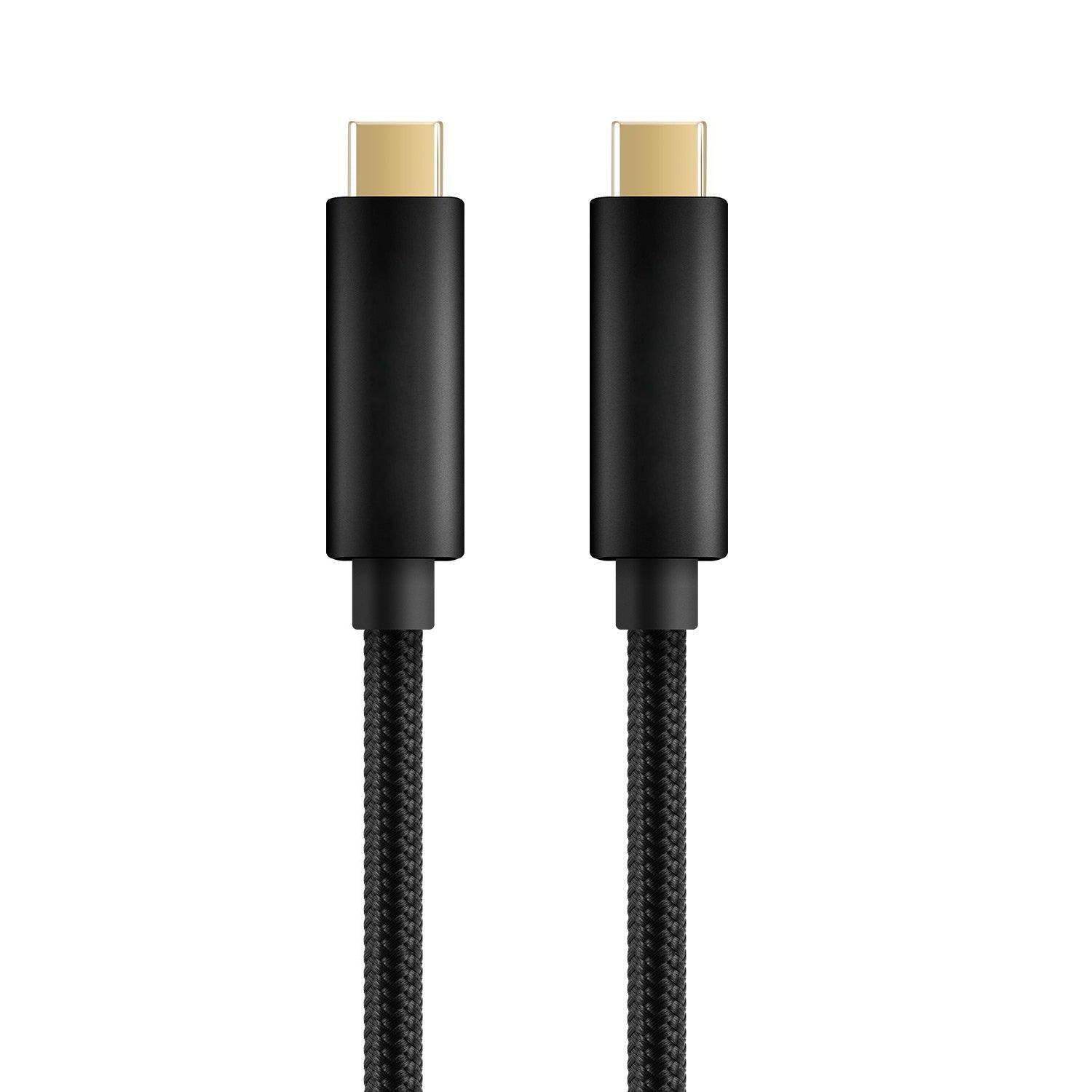 NÖRDIC 2m USB3.2 Gen1 USB-C - C nylon punottu kaapeli pikalataus 3A 5Gbps Virtalähde PD 60W musta