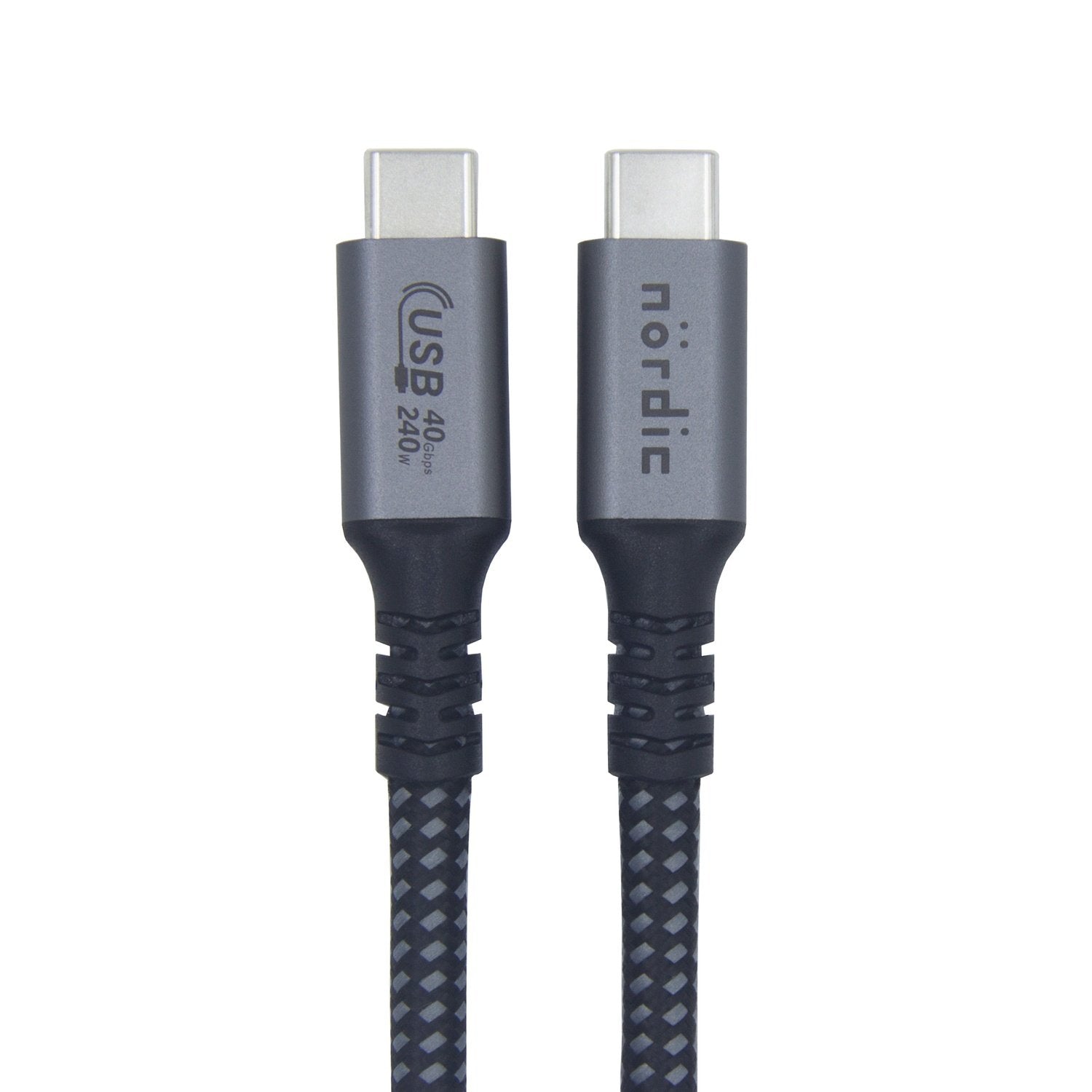 NÖRDIC 3m USB4 USB-C–C nylonpunoskaapeli PD3.1 240W pikalataus 40G 8K60Hz 4K120Hz 5K60Hz 2x4K60Hz Emarker-yhteensopiva Thunderbolt 4 ja 3