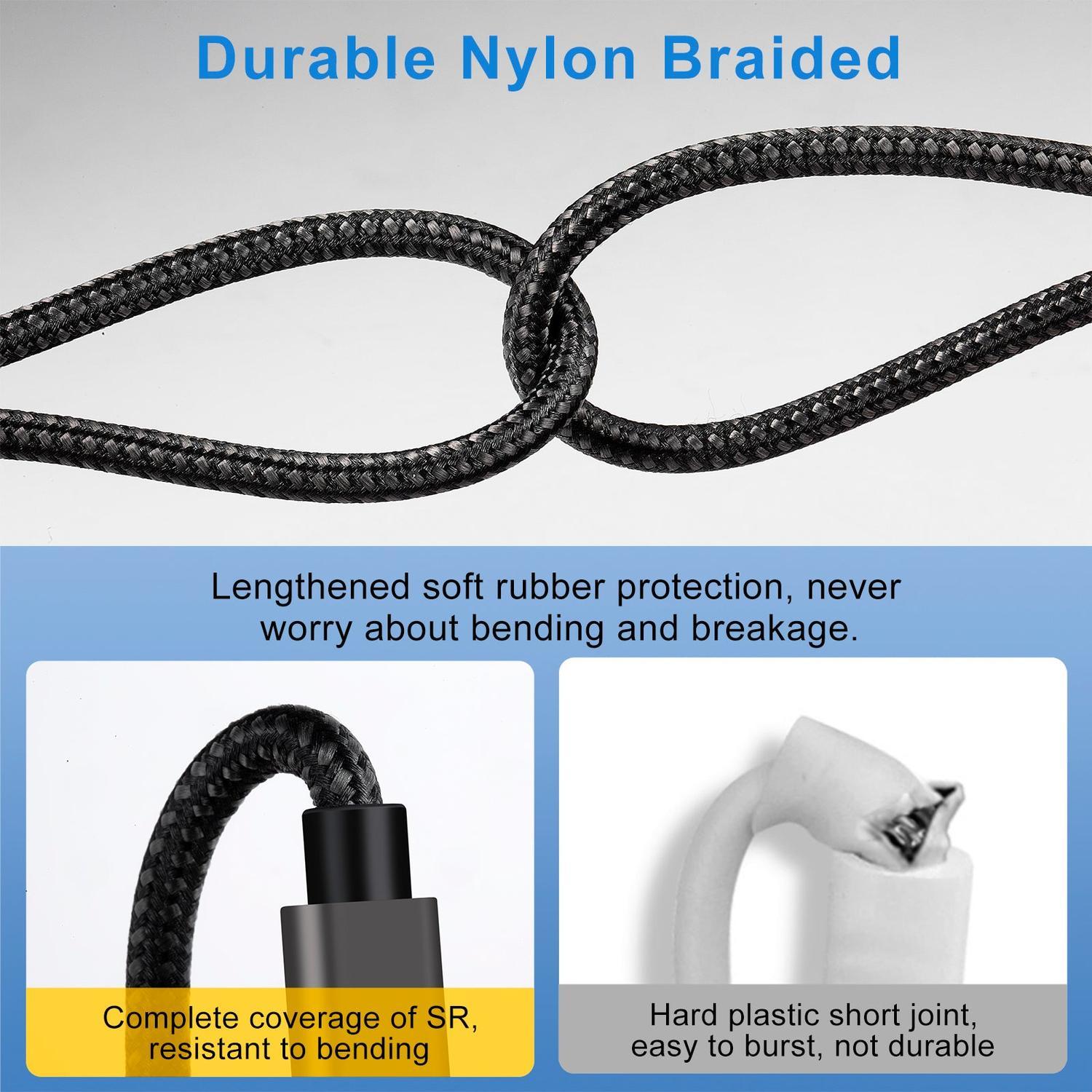 NÖRDIC 2m USB C 3.1 USB C Nylon Braided Kaapeli Pika lataus 3A Gen1 5Gbps Power Delivery PD 60W