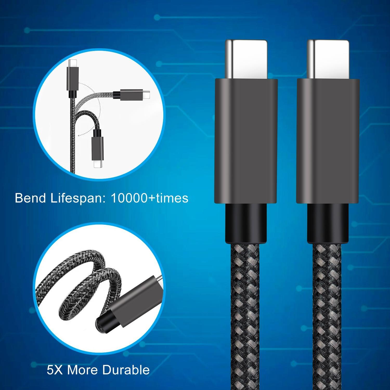 NÖRDIC 2m USB C 3.1 USB C Nylon Braided Kaapeli Pika lataus 3A Gen1 5Gbps Power Delivery PD 60W