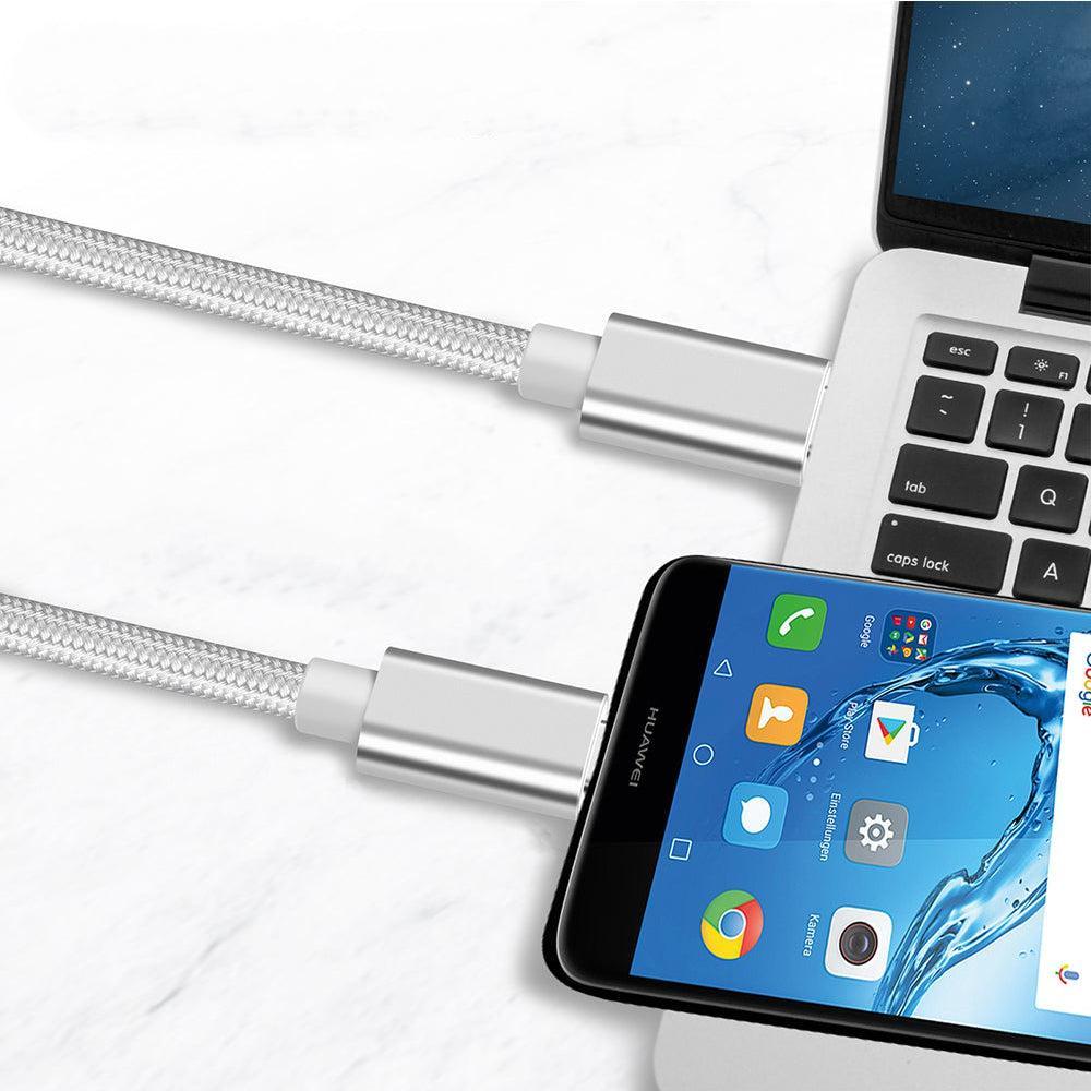 NÖRDIC 2m USB C 3.1 USB C Nylon Braided Kaapeli Pika lataus 5A Gen2 10Gbps Power Delivery Pd 100W Emarker White