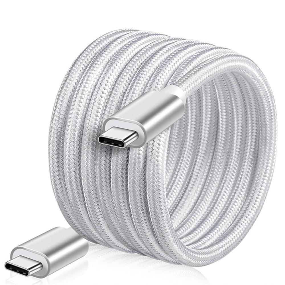 NÖRDIC 2m USB C 3.1 USB C Nylon Braided Kaapeli Pika lataus 5A Gen2 10Gbps Power Delivery Pd 100W Emarker White