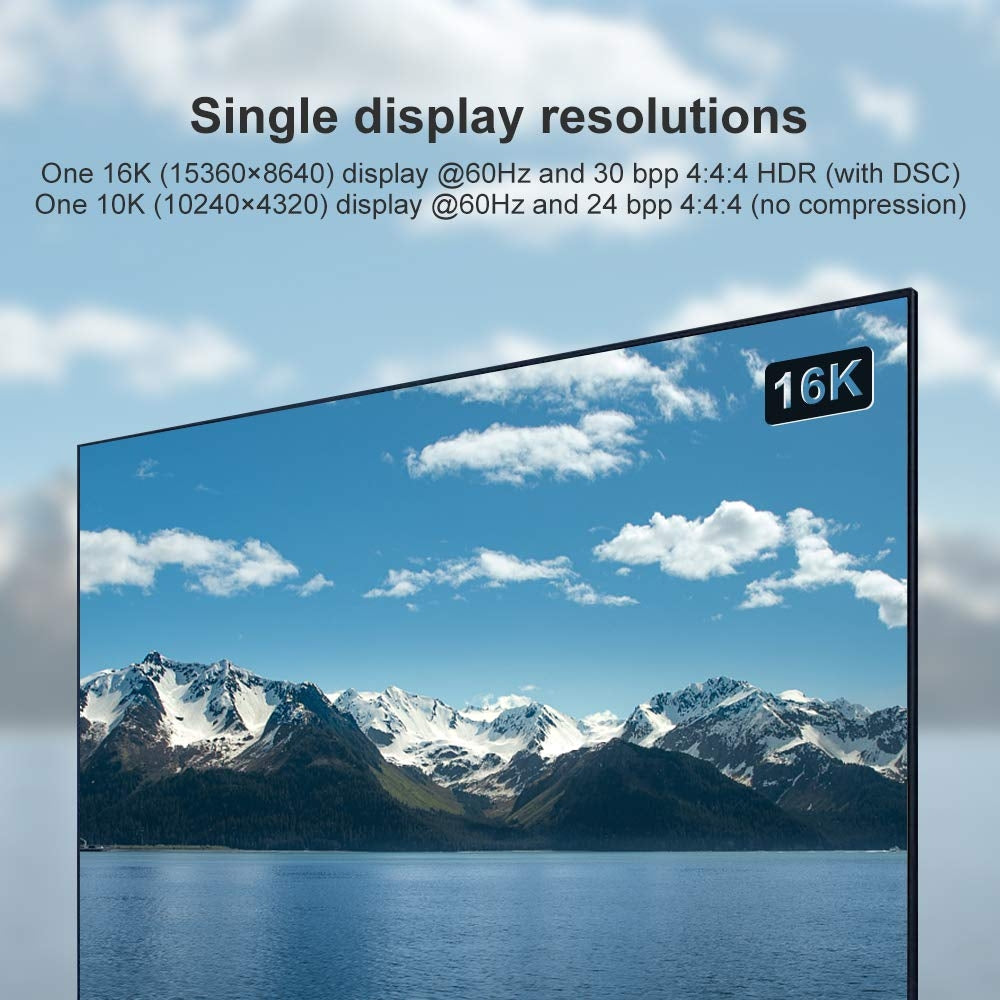 NÖRDIC 2 m nailonpunottu DisplayPort 2.1 kaapeli DP80 UHBR20 80Gbps 16K/10K/8K@60Hz 4K@240/165/144Hz DSC 1.2a HDR HDCP 2.2 FreeSync G-Sync