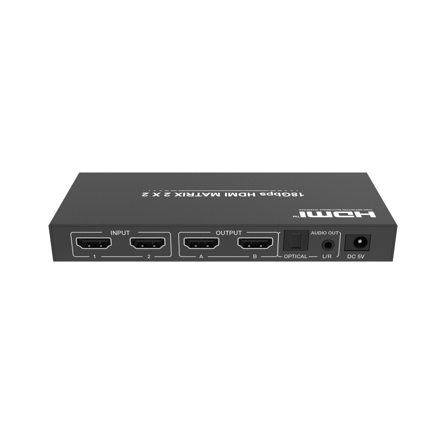 NÖRDIC 2x2 HDMI 2.0 Matriisikytkin 4K60Hz ja Extractor Toslink & Stereo EDID HDR HDCP2.2 Dolby Digital+, DTS 5.1