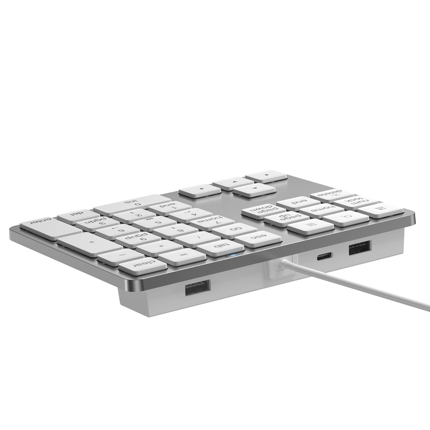 NÖRDIC USB-C Langallinen numeronäppäimistö, 34 näppäintä, 2×USB-A + 1×USB-C lataukseen