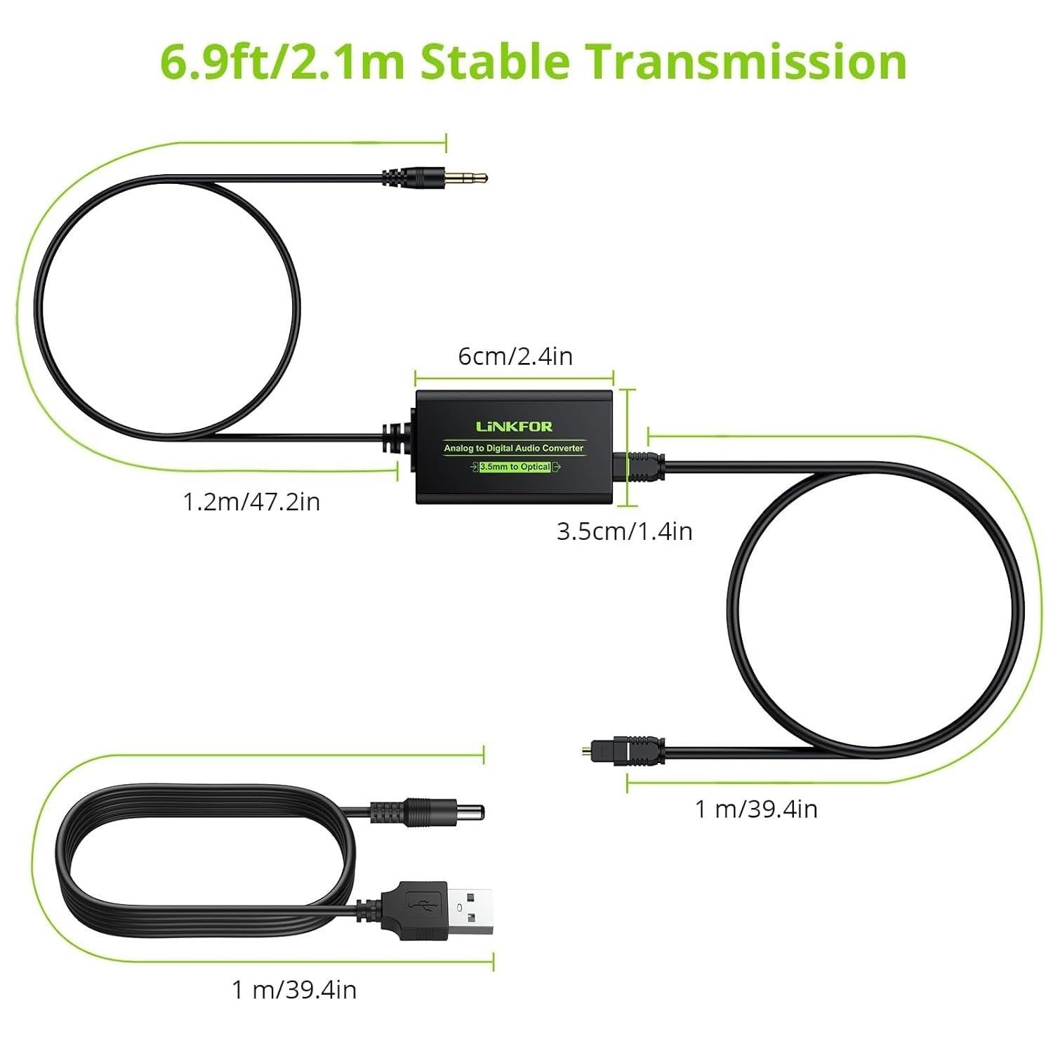 NÖRDIC 48kHz DAC analogia-digitaalimuunnin 3,5mm SPDIF Toslinkiin