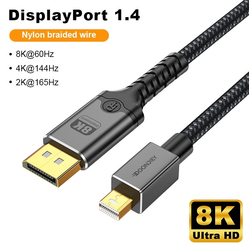 NÖRDIC 3m Mini DisplayPort–DisplayPort-kaapeli 8K@60Hz 4K@240Hz 32.4Gbps