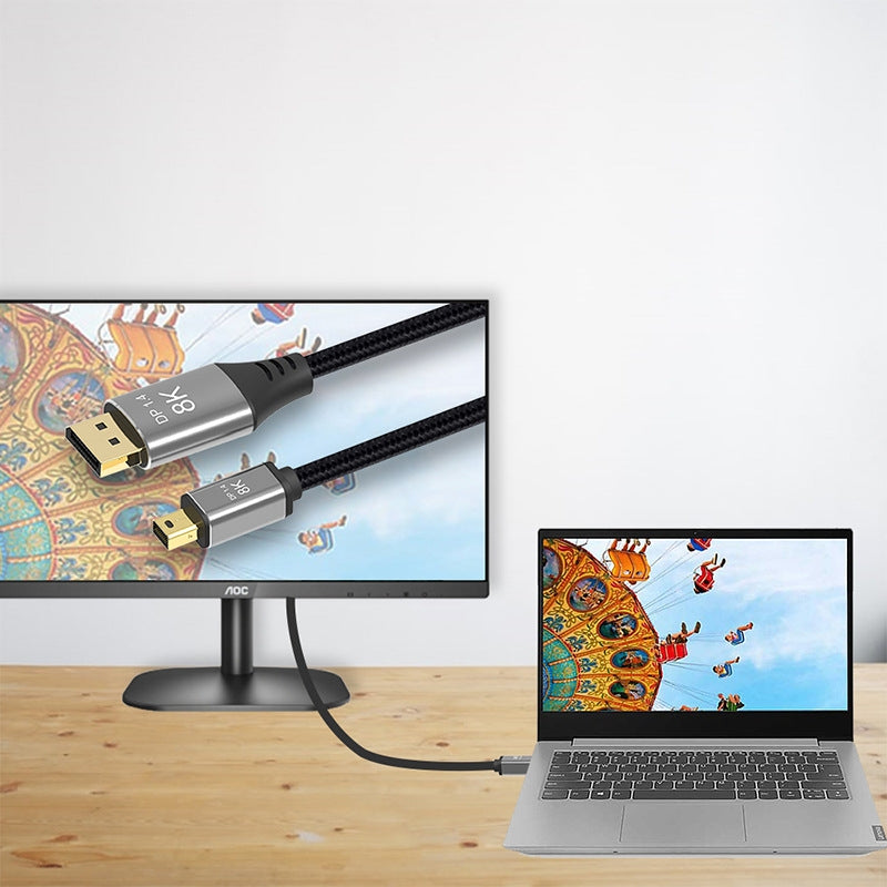 NÖRDIC 3m Mini DisplayPort–DisplayPort-kaapeli 8K@60Hz 4K@240Hz 32.4Gbps