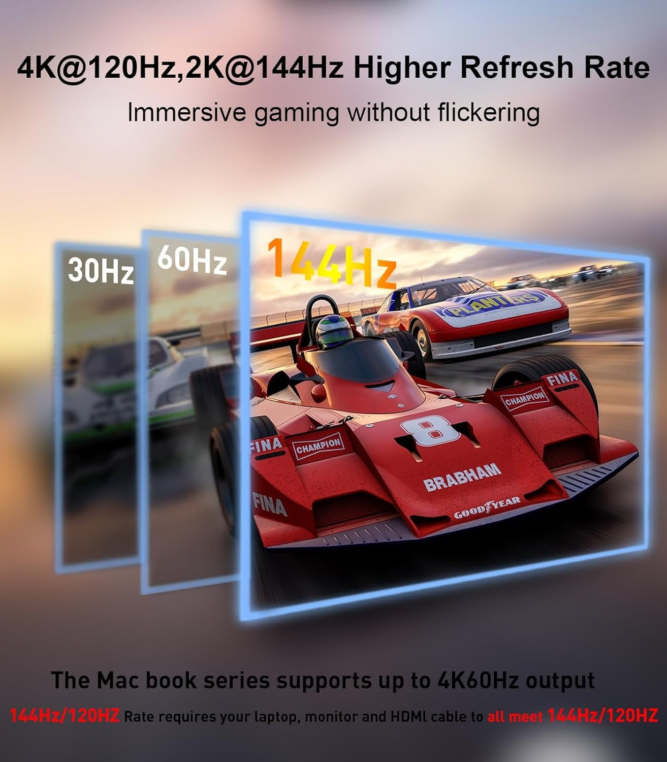 NÖRDIC 3m kaapeli USB-C HDMI 2.1 8K30Hz 4K120Hz 48Gbps HDR Yhteensopiva Thunderbolt 3 ja 4 kanssa