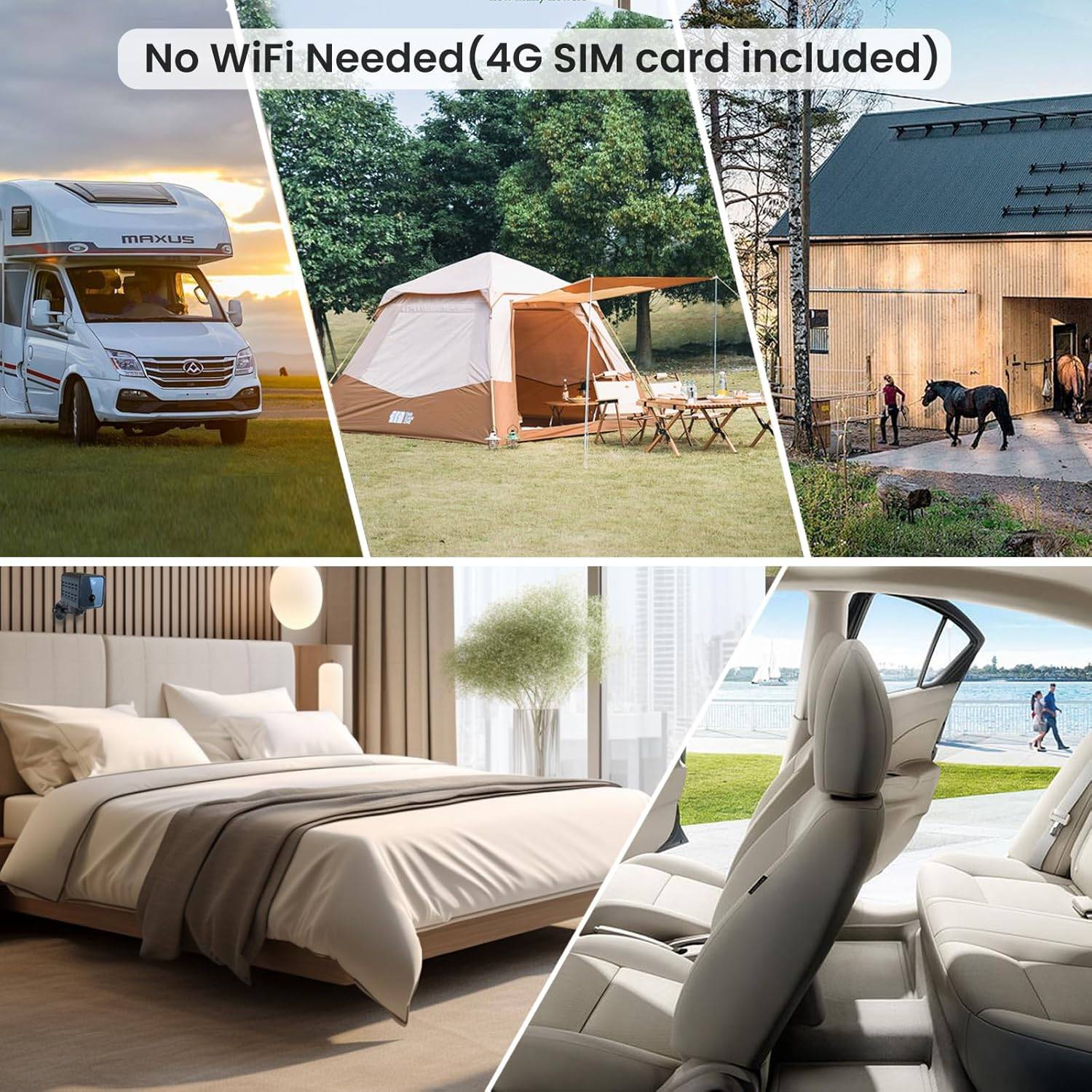 NÖRDIC 4G Security Camera, Cellular Security Camera, SIM Inserted, 2K QHD Indoor Camera, Radar Motion, No WIFI