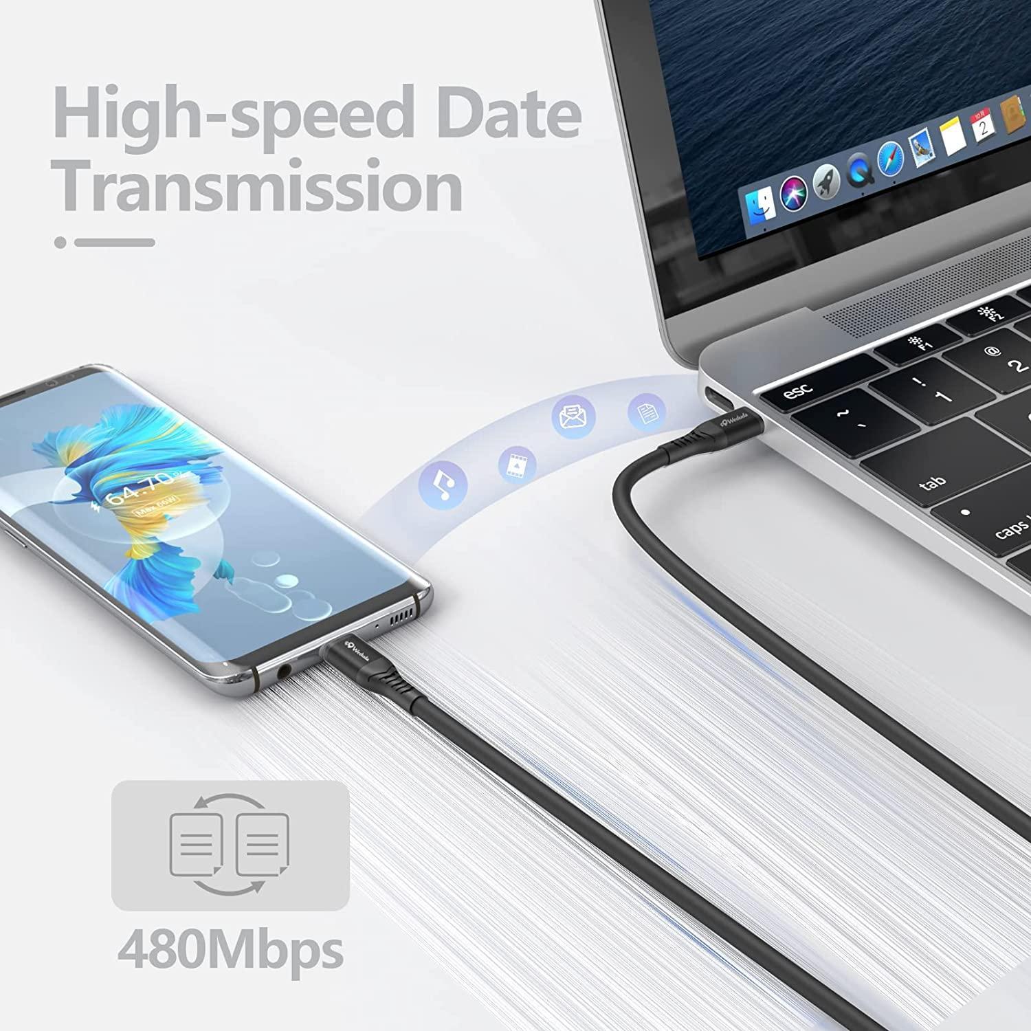 NÖRDIC 50 cm USB 2.0 USB-C–C -kaapeli 2,4 A 480 Mbps 12 W