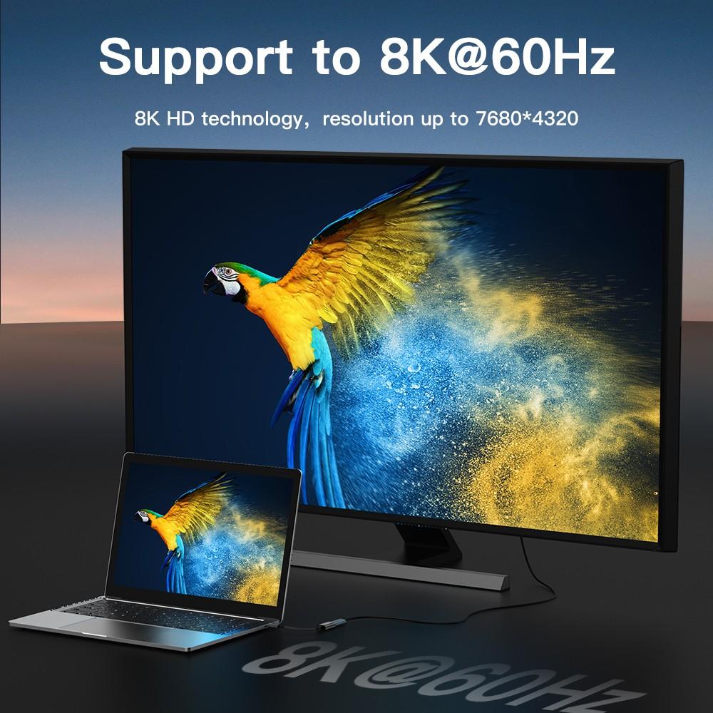 NÖRDIC 50 cm USBC–DP 1.4 -kaapeli 8K30Hz 4K120Hz 32.4Gbps