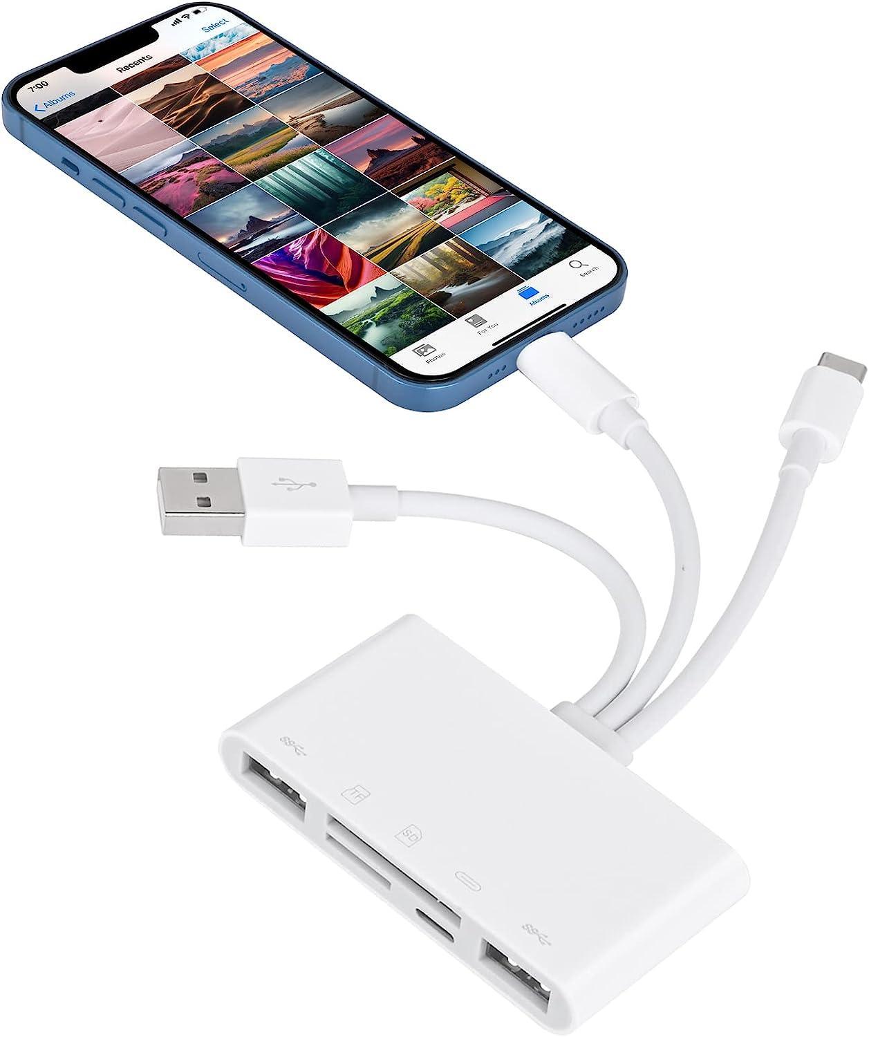 NÖRDIC USB-A, USB-C ja Lightning Kortinlukija 2 korttipaikkaa SD, MicroSD 2xUSB-A 3.0 1xLightning UHS-I