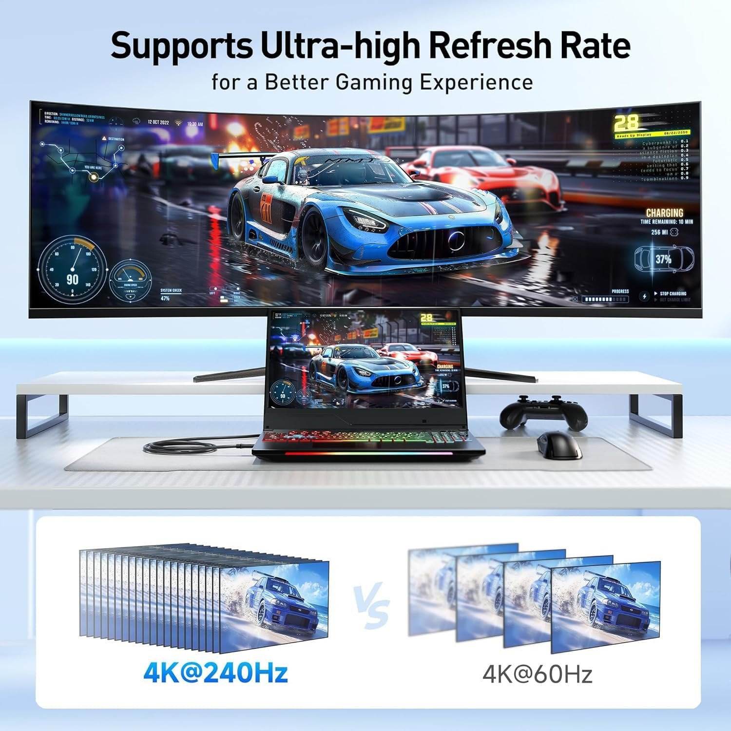 NÖRDIC 5m USBC to DP 1.4 kabel 8K60Hz 4K120Hz 32,4Gbps bi-directional
