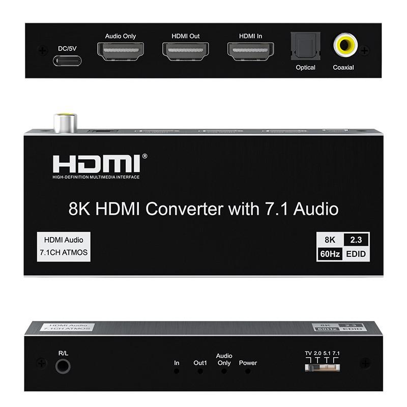 NÖRDIC 8K 60Hz HDMI 2.1 ulosotto HDMI/S/PDIF/koaksiaali/AUX