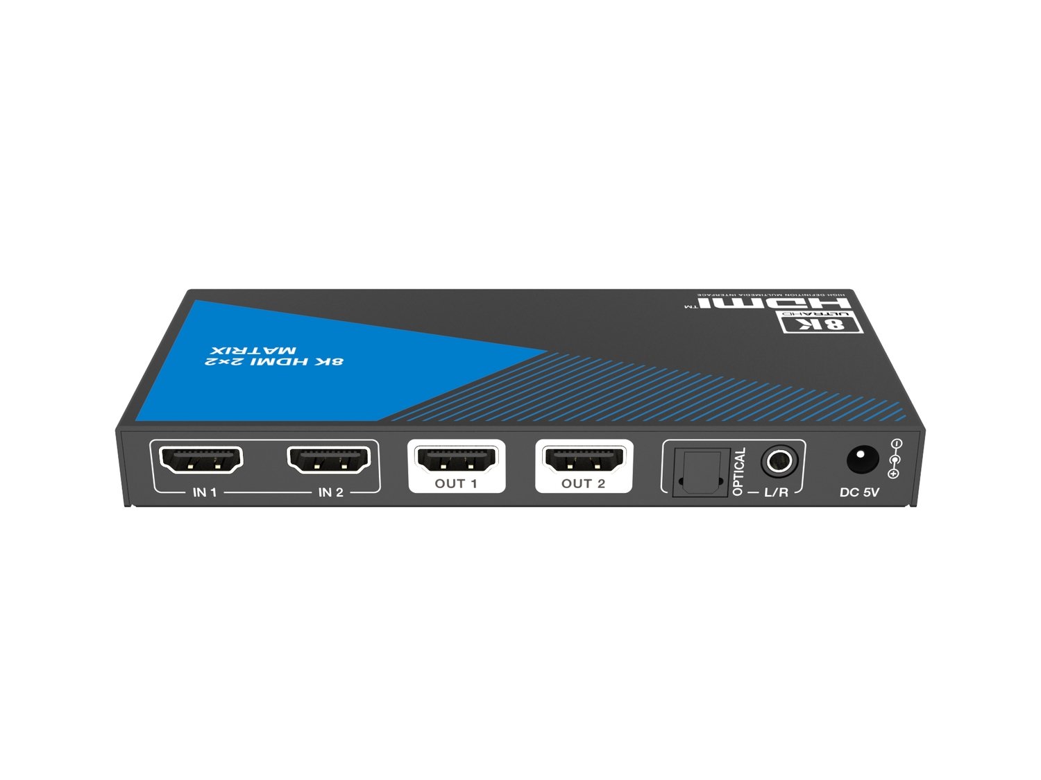 NÖRDIC 8K HDMI 2.1 Matriisikytkin 2x2 äänen-extractor Toslink & Stereo EDID CEC, Dolby Atmos, Digital Plus, DTS-EX