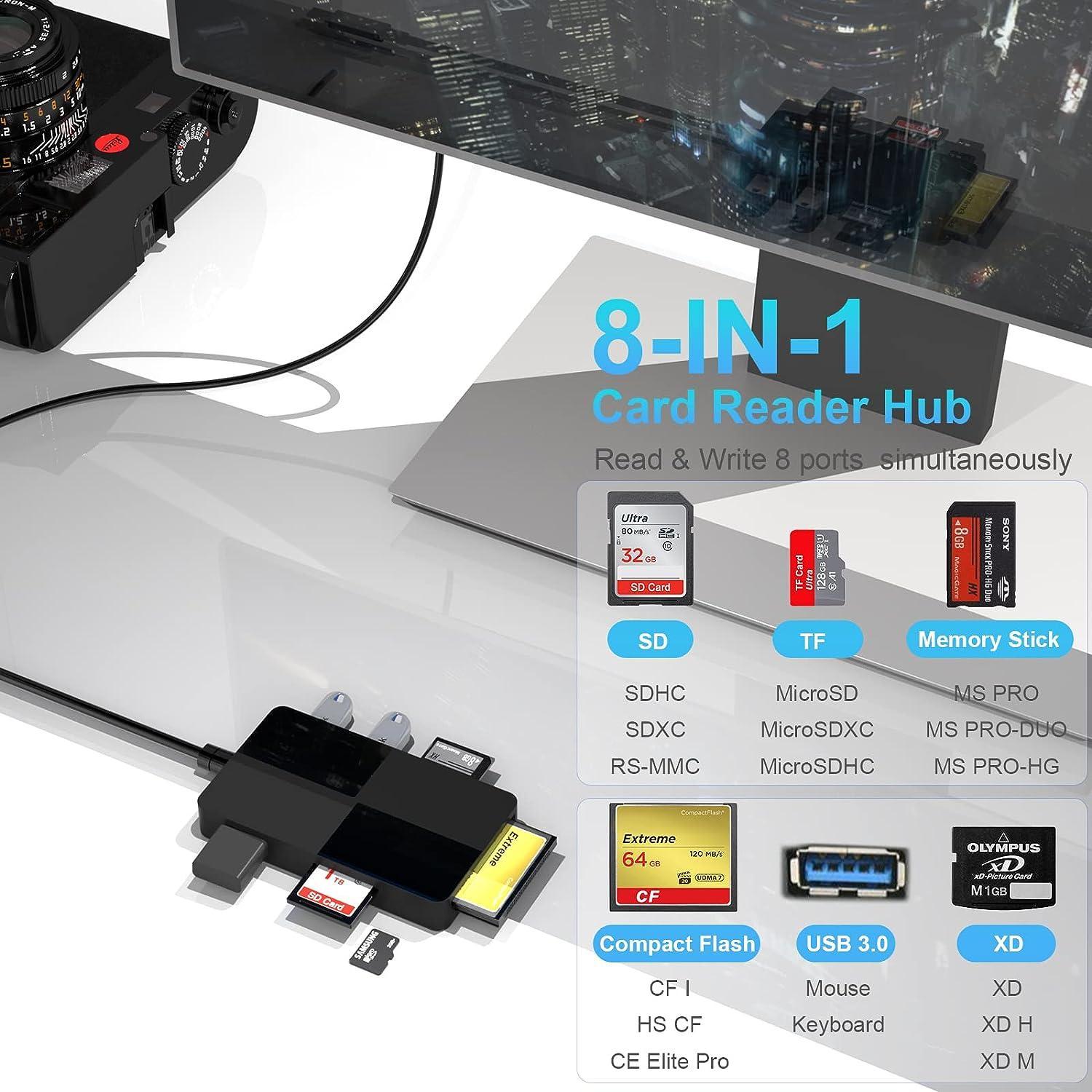 NÖRDIC USB-A-kortinlukija 5 paikkaa CF, SD, MicroSD, MS, XD, 3xUSB-A UHS-I