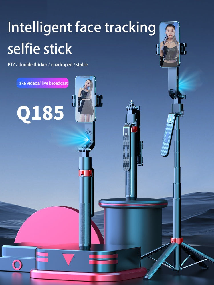 NÖRDIC AI Auto Face Tracking Selfie Stick – 360° kierto + 270° kallistus, 4-in-1 puhelinjalusta, 180 cm alumiiniseosjalusta neljällä jalalla