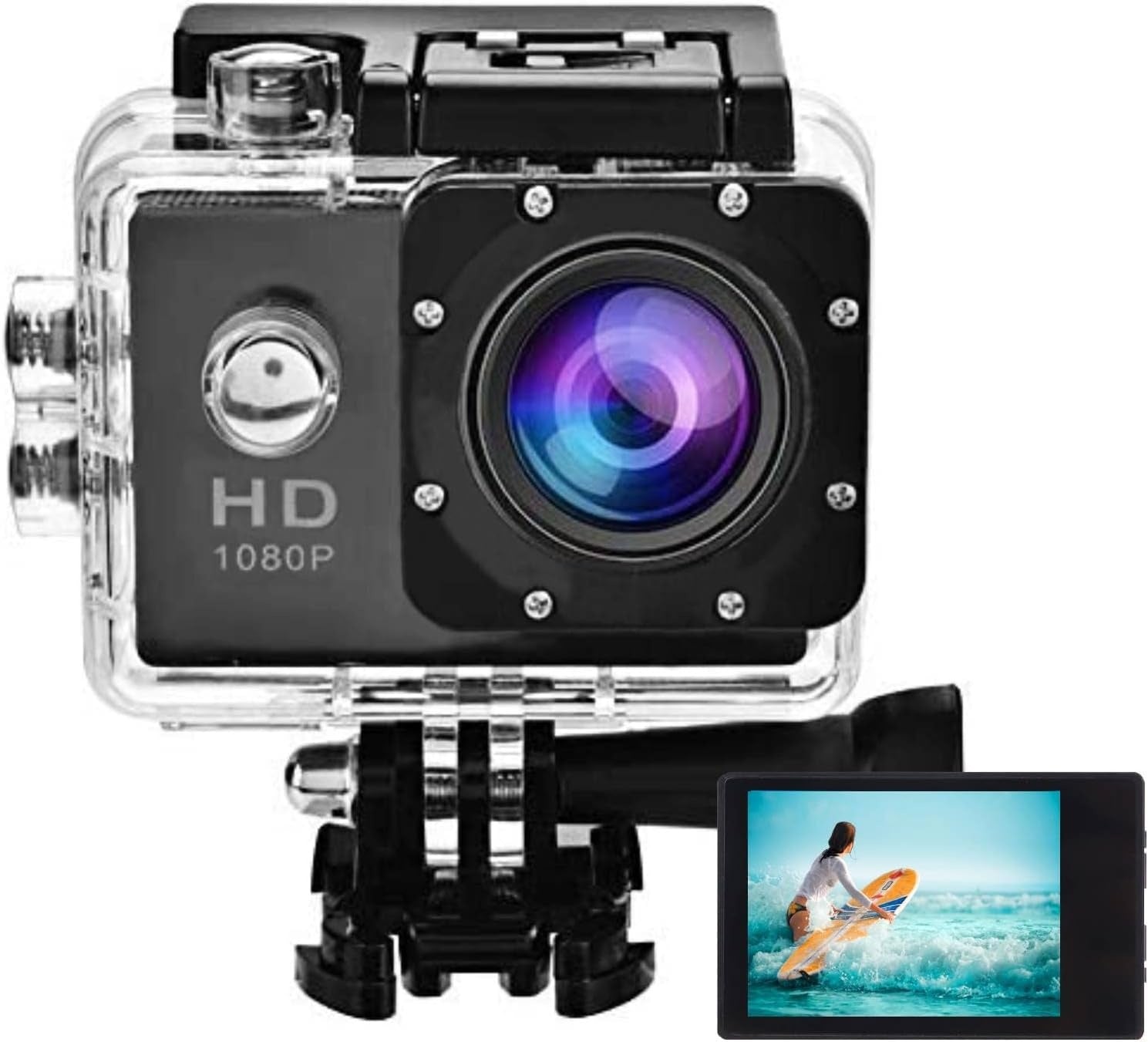 NÖRDIC Actionkamera 1080P 12 MP Full HD 2,0" Näyttö WiFi, 30m vedenkestävä
