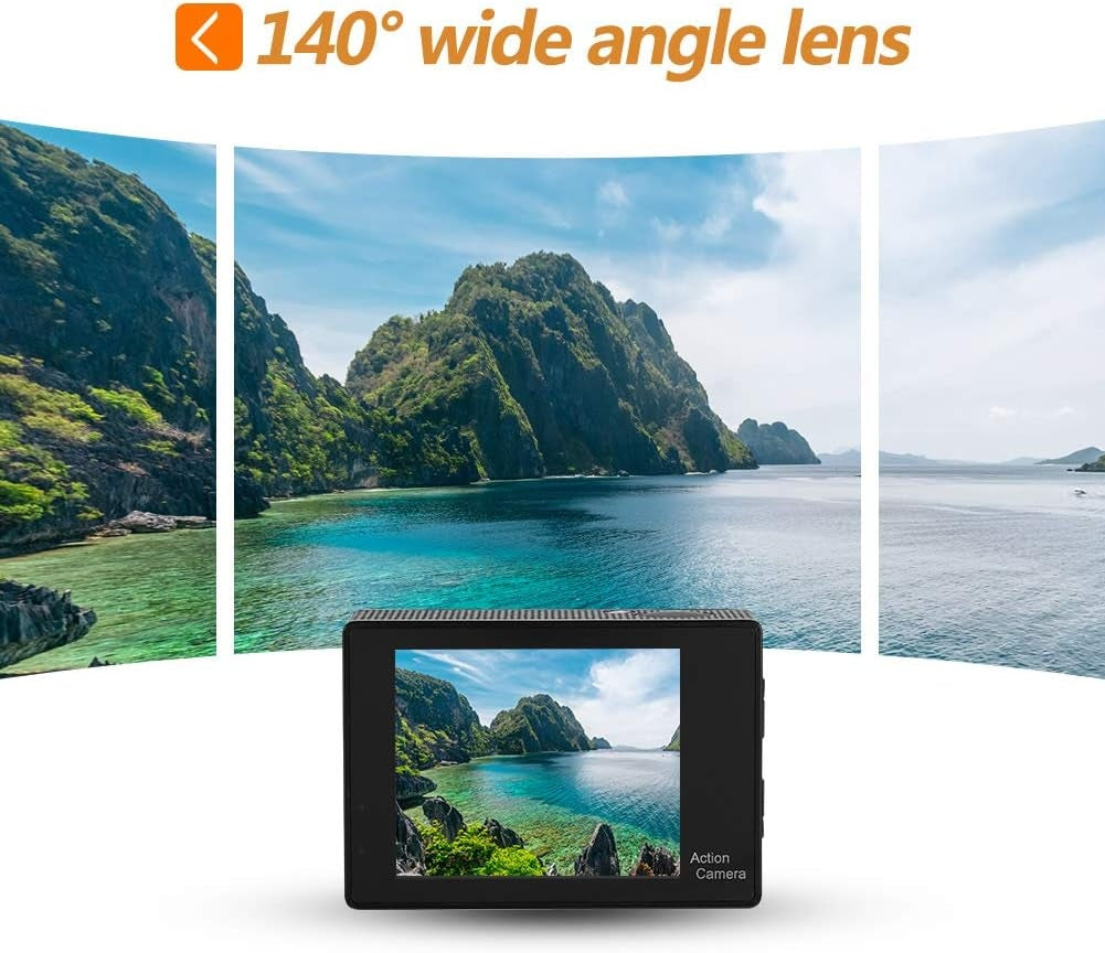 NÖRDIC Actionkamera 1080P 12 MP Full HD 2,0" Näyttö WiFi, 30m vedenkestävä