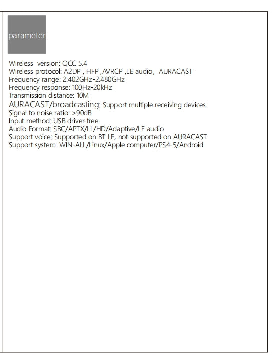 NÖRDIC Bluetooth 5.4 äänilähetin aptX LL/HD Adaptive, Auracast 24-bittinen 96 kHz ääni