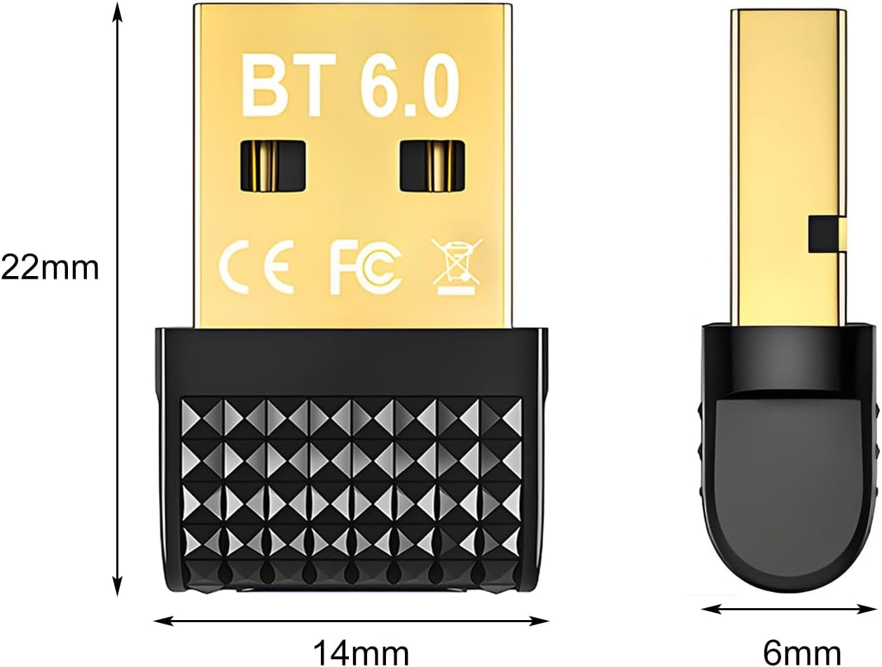 NÖRDIC Bluetooth 6.0 langaton Bluetooth-dongle/vastaanotin, Plug and Play, Windows 11/10/8.1, ohjaimille, kuulokkeille, näppäimistölle, hiirelle