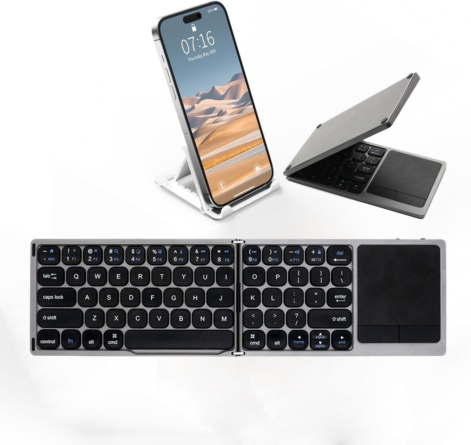 NÖRDIC Bluetooth-näppäimistö kosketuslevyllä US Layout 64 keys MacOS, iOS, Windows, Android