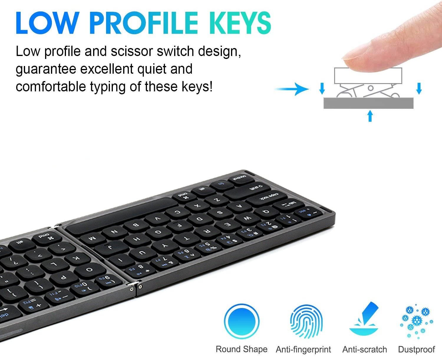 NÖRDIC Bluetooth-näppäimistö kosketuslevyllä US Layout 64 keys MacOS, iOS, Windows, Android