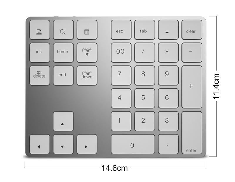 NÖRDIC Bluetooth numeronäppäimistö 34 näppäintä Windows iOS Android