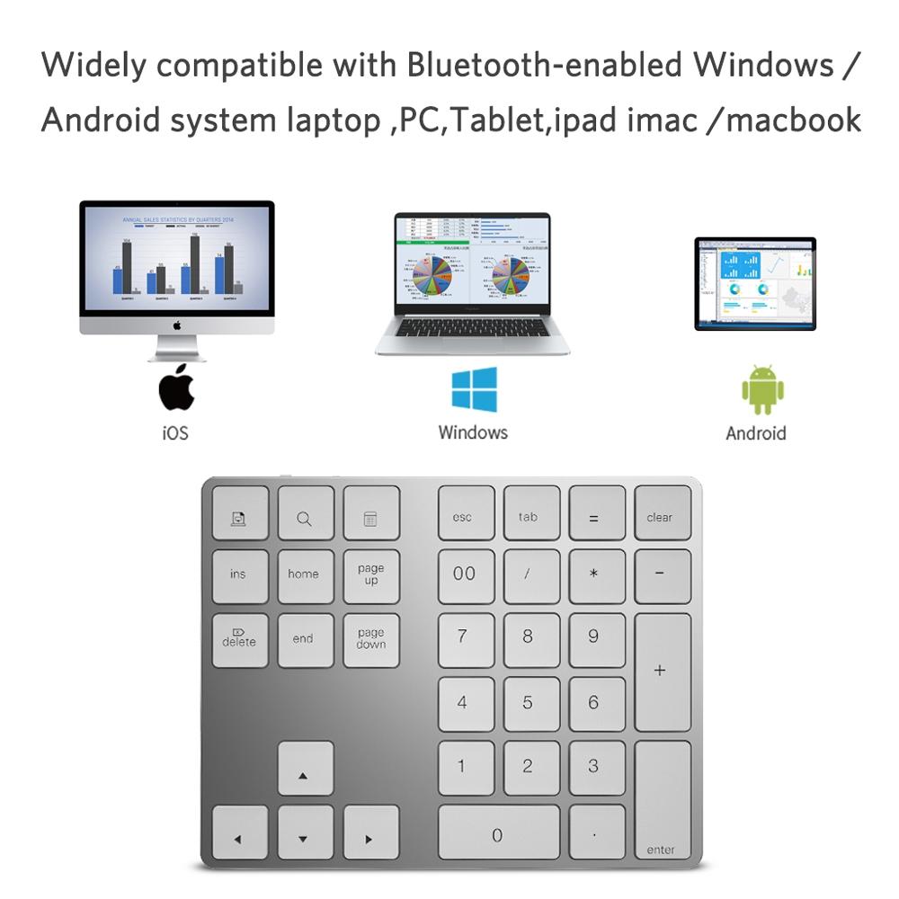 NÖRDIC Bluetooth numeronäppäimistö 34 näppäintä Windows iOS Android