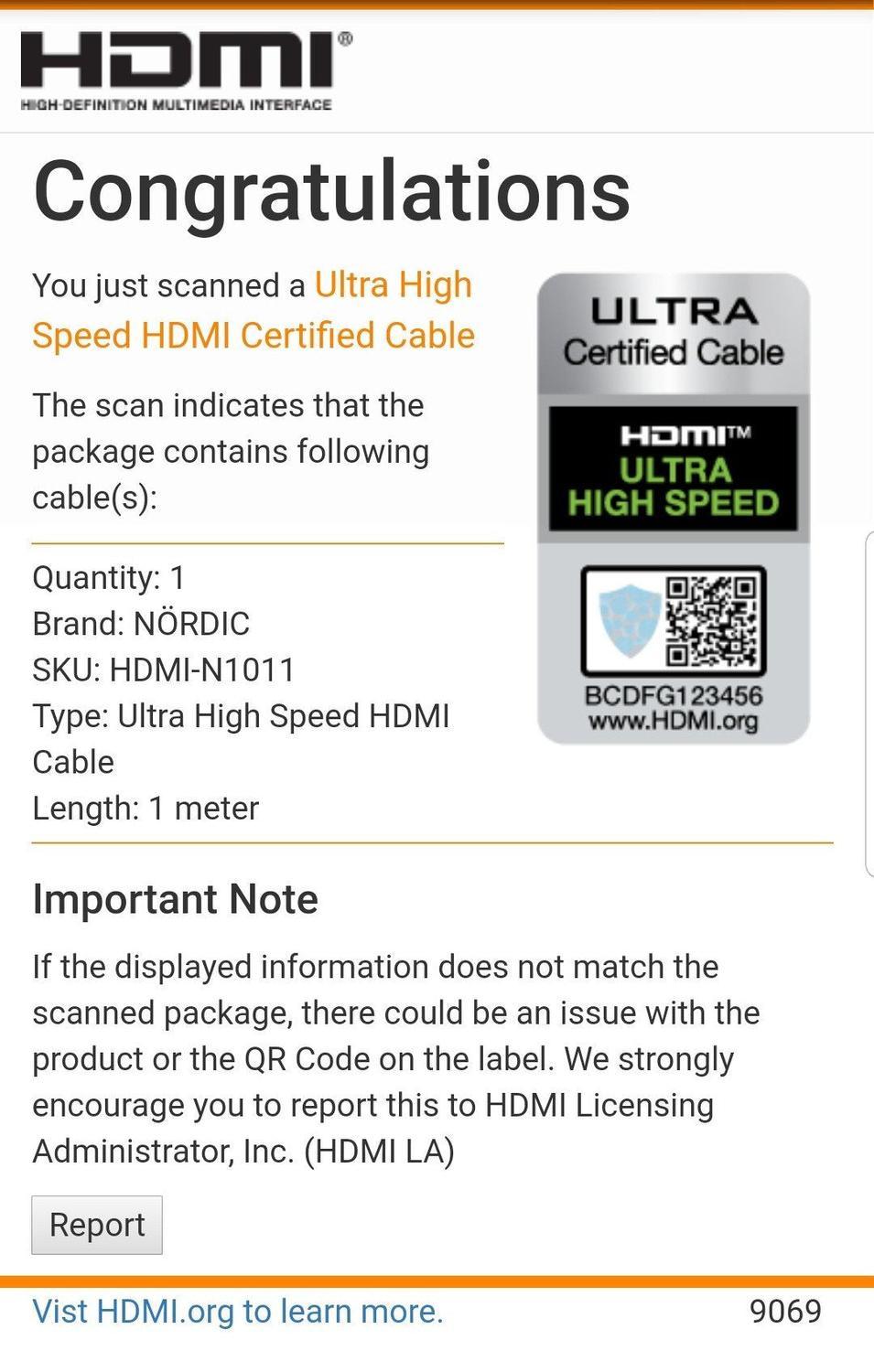 NÖRDIC CERTIFIED CABLE 1m HDMI2.1 Ultra High Speed 8K 60Hz 4K 120Hz 48Gbps Dynamic HDR eARC Game Mode VRR Dolby ATMOS nailonpunottu kaapeli kullattu