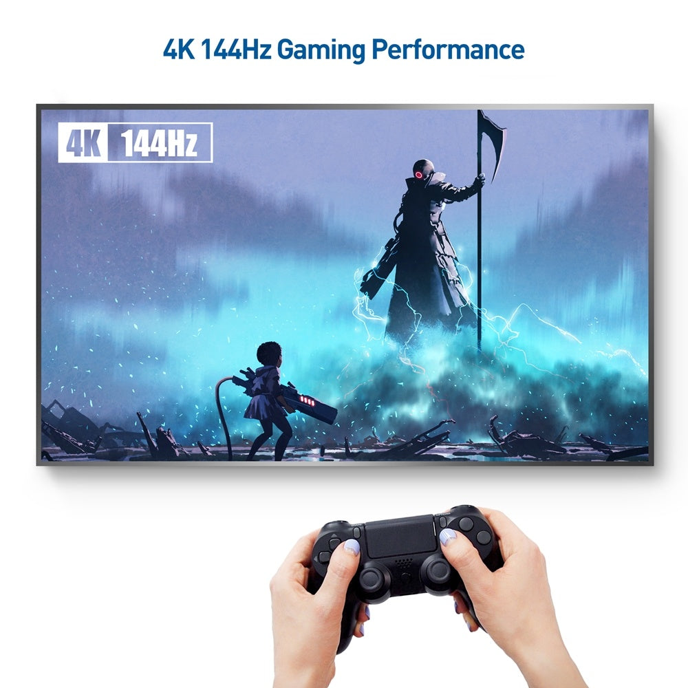NÖRDIC CERTIFIED CABLES 2m nailonpunottu DisplayPort-kaapeli 1.4 UHD 8K60Hz 4K144Hz HBR3 32,4Gbps 10-bittinen HDR PVC
