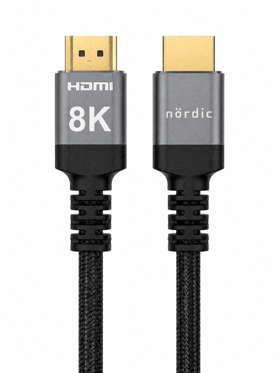 NÖRDIC CERTIFIED CABLES 50cm Ultra High Speed HDMI2.1 8K60Hz 4K120Hz 48Gbps Dynamic HDR eARC Game Mode VRR Dolby ATMOS nylonflätad kabel guldpläterad