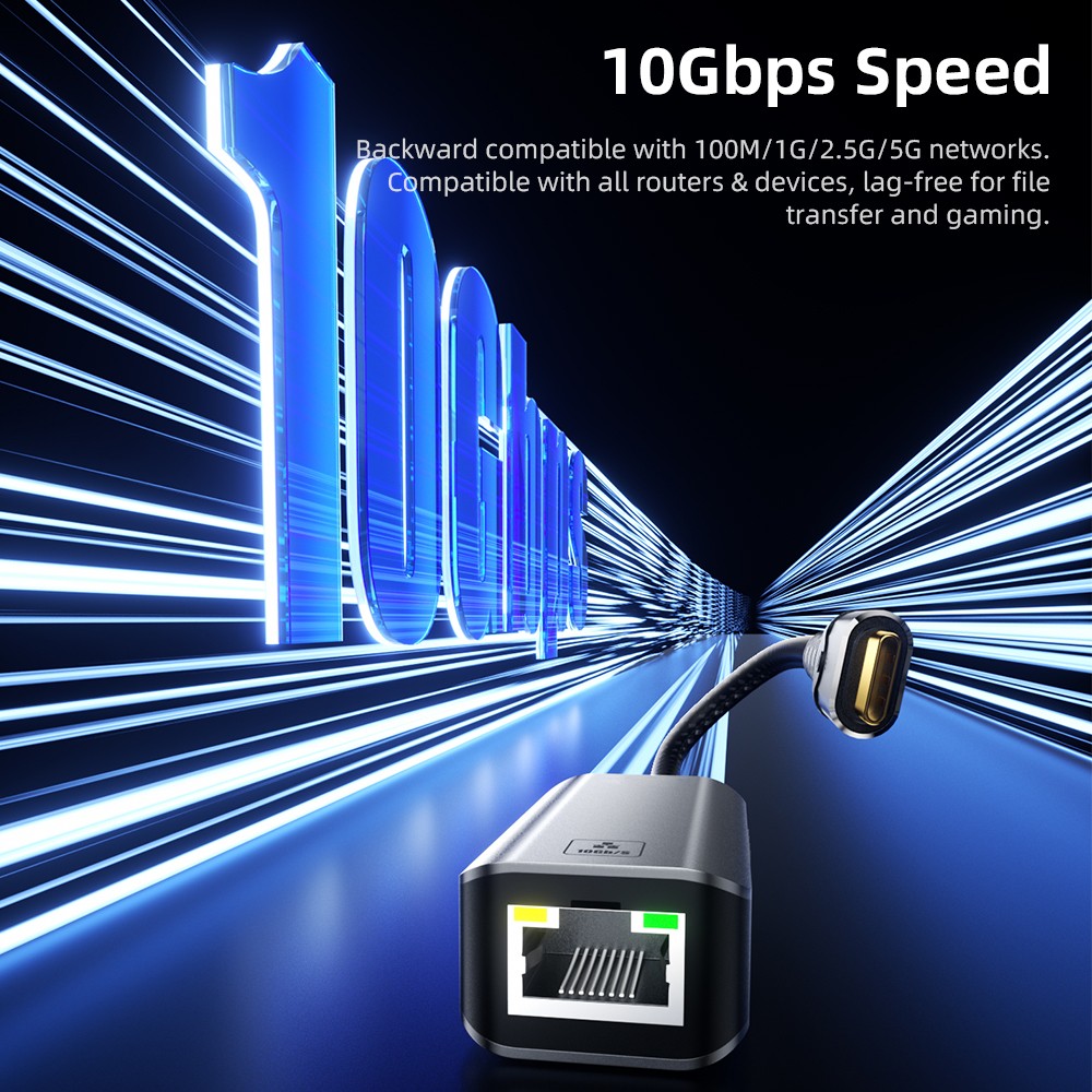 NÖRDIC USB-C–10Gb Ethernet -sovitin, 10GbE USB-C–Ethernet-sovitin, yhteensopiva USB4:n ja Thunderbolt 5/4/3:n kanssa, vähäinen lämmöntuotto ja hiljainen toiminta