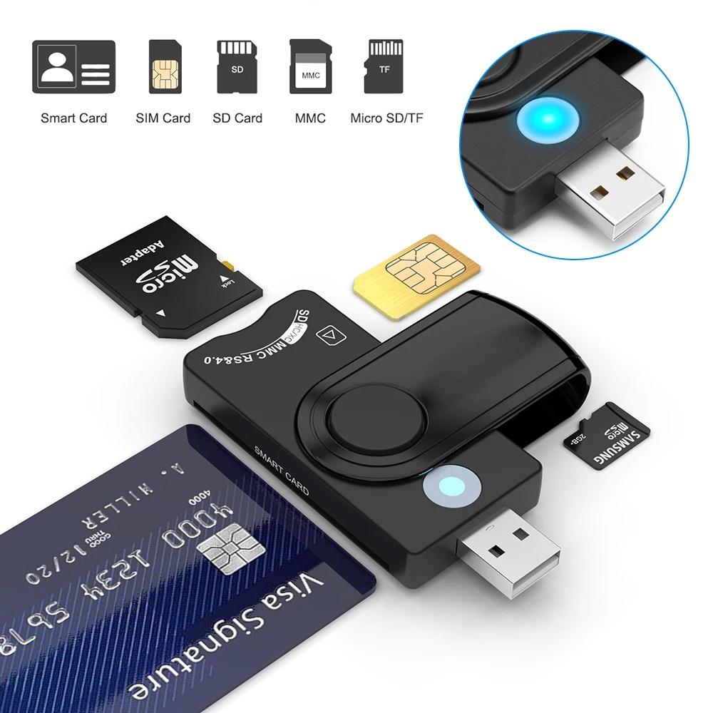 NÖRDIC 4 in 1 -kortinlukija Älykortti SIM-kortti SD ja TF/MicroSD USB-A UHS-I