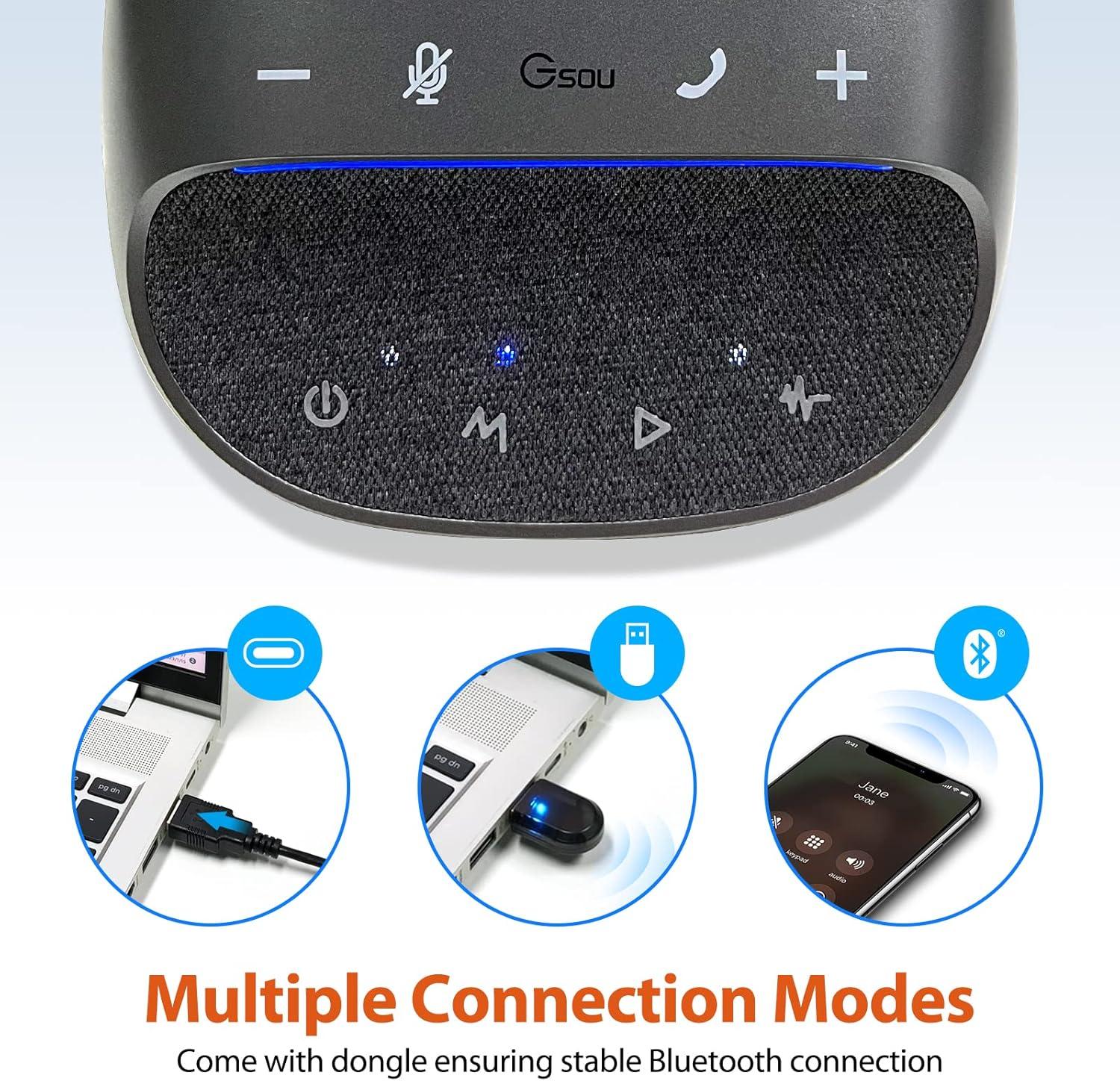 NÖRDIC Konferenssikaiutin Bluetooth USB-adapterilla ja 4 mikrofonia PC:lle, Melunvaimennus